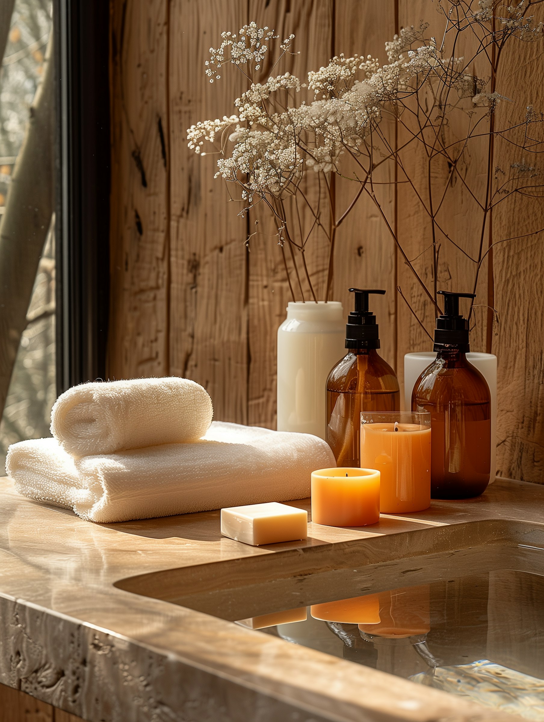 A calm, softly lit skincare setting
